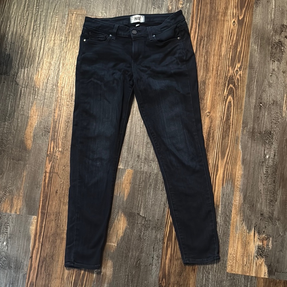 PAIGE Black Skinny Jeans Classic Fit Dark Wash
